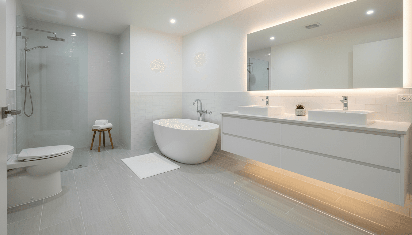 Completed bathroom remodeling project with professional finishes