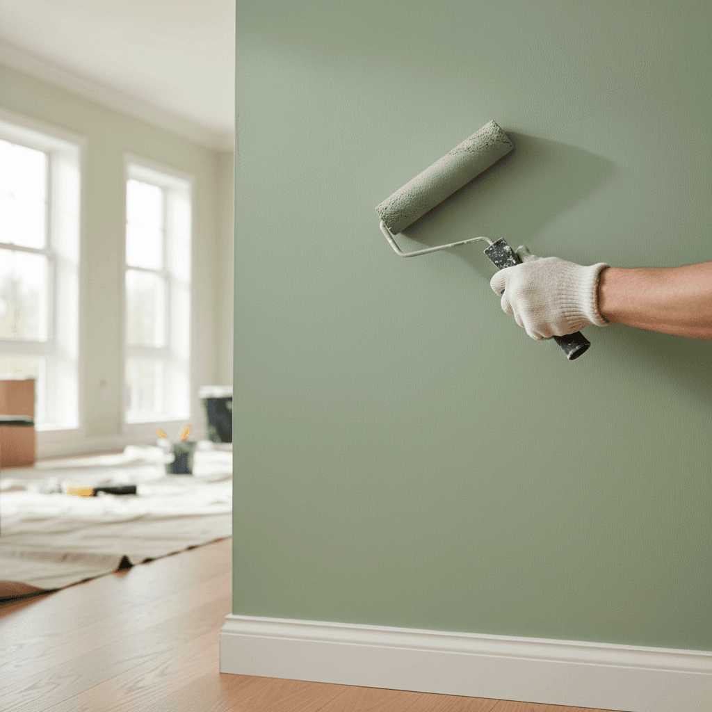 Interior painting work on home walls