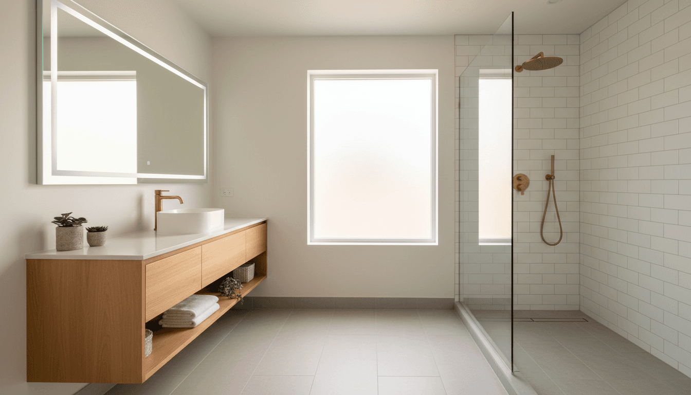 Completed bathroom remodel with tile shower and new fixtures